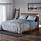 3 Piece Set - Leaves Pattern Satin Jacquard 1 Comforter and 2 Pillow Case - Light Blue & Silver