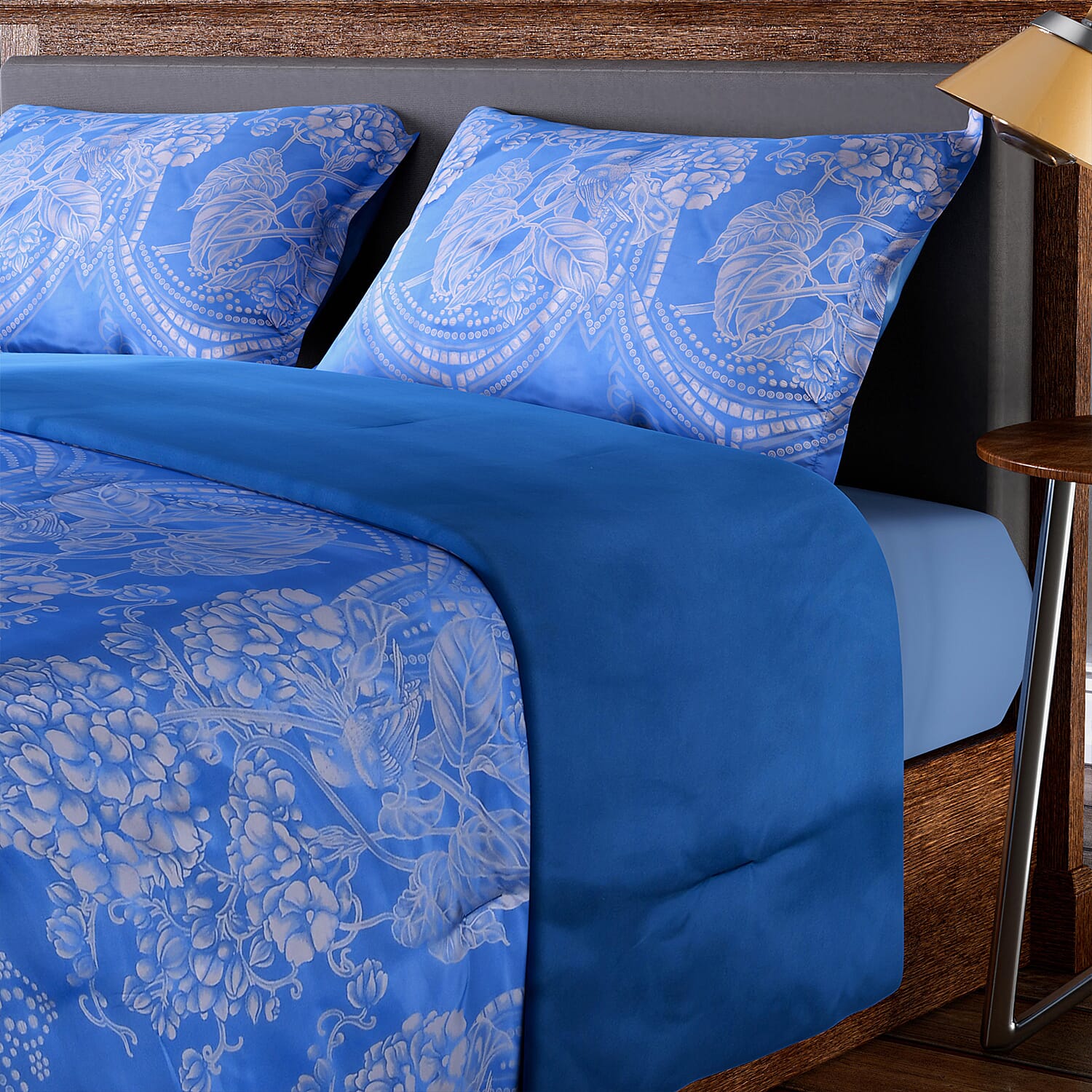 High End Look Delicate Paisley Pattern Comforter (Size 225x220Cm) and 2 Pillow Case (Size 70x50Cm) - Teal