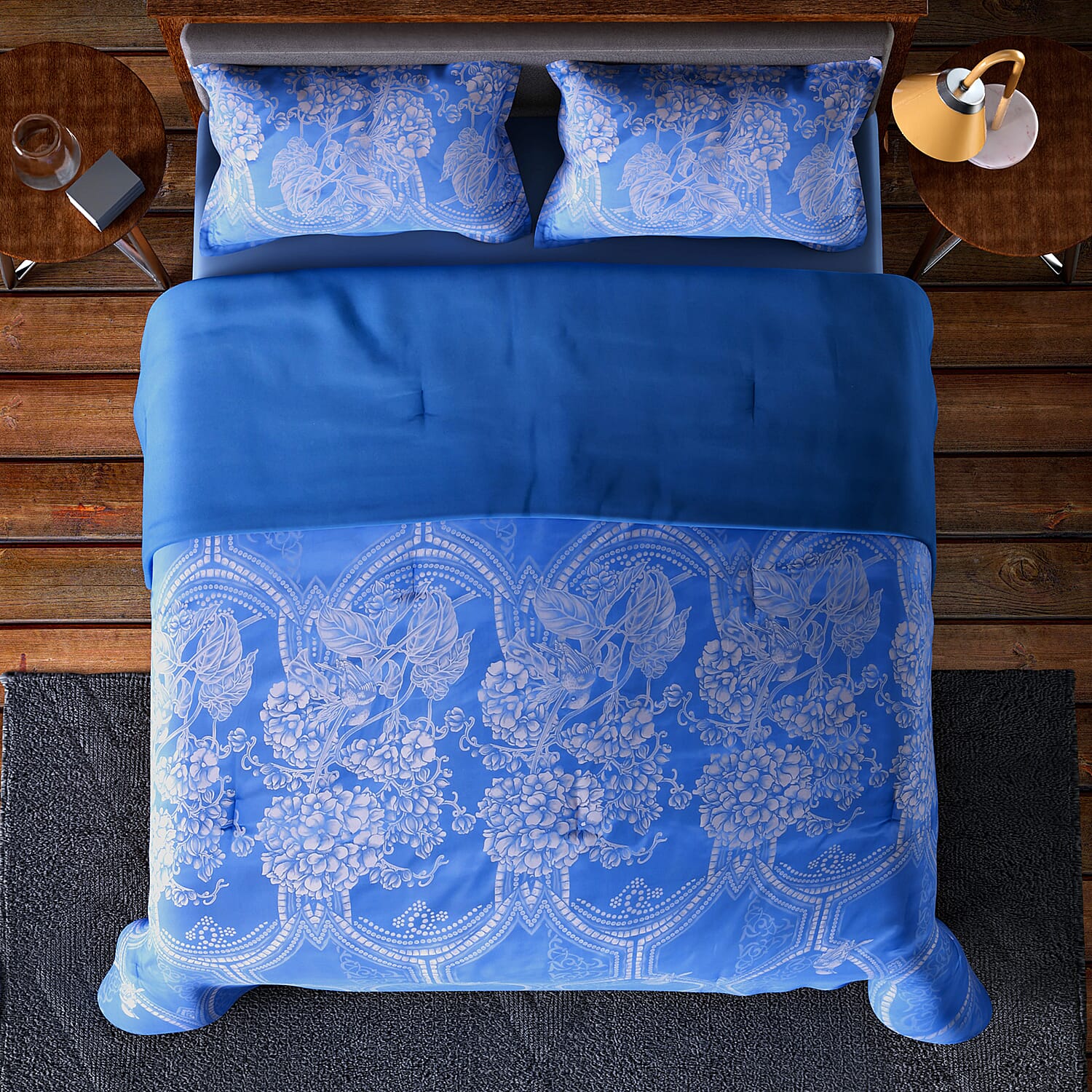 High End Look Delicate Paisley Pattern Comforter (Size 225x220Cm) and 2 Pillow Case (Size 70x50Cm) - Teal