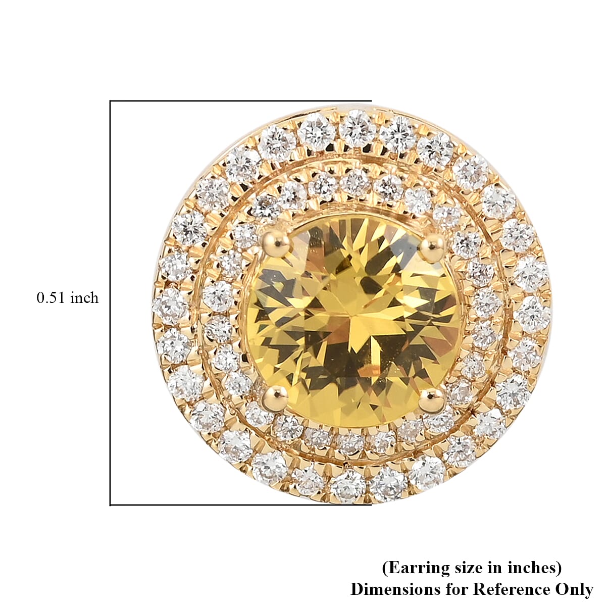 Certified AGI 18K Yellow Gold AAA  Yellow Sapphire and Diamond (SI) Stud Earrings 2.45 Ct, Gold Wt. 5.00 Gms