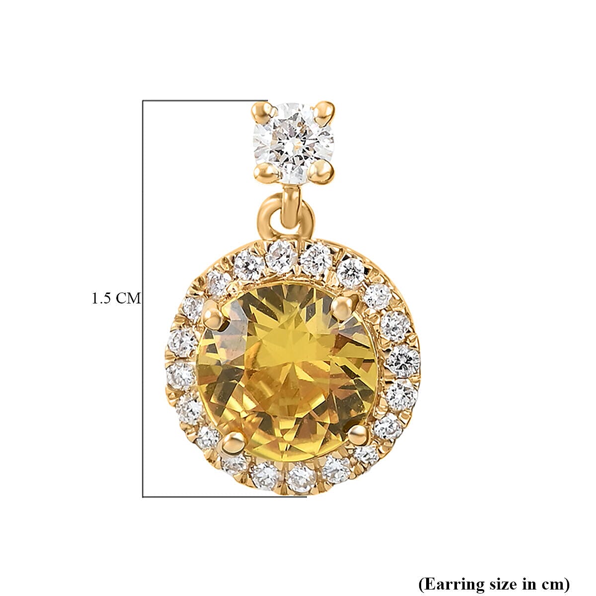 Certified and Appraised ILIANA 18K Yellow Gold AAA Yellow Sapphire and SI GH Diamond Earrings 3 grams, 2.40 Ct