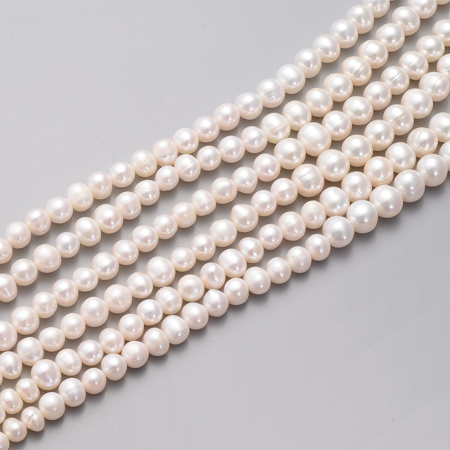LucyQ Pearl Splash Collection - White Freshwater Edwardian Pearl Statement Necklace (Size 24) in Rhodium Overlay Sterling Silver, Silver Wt. 14.50 Gms