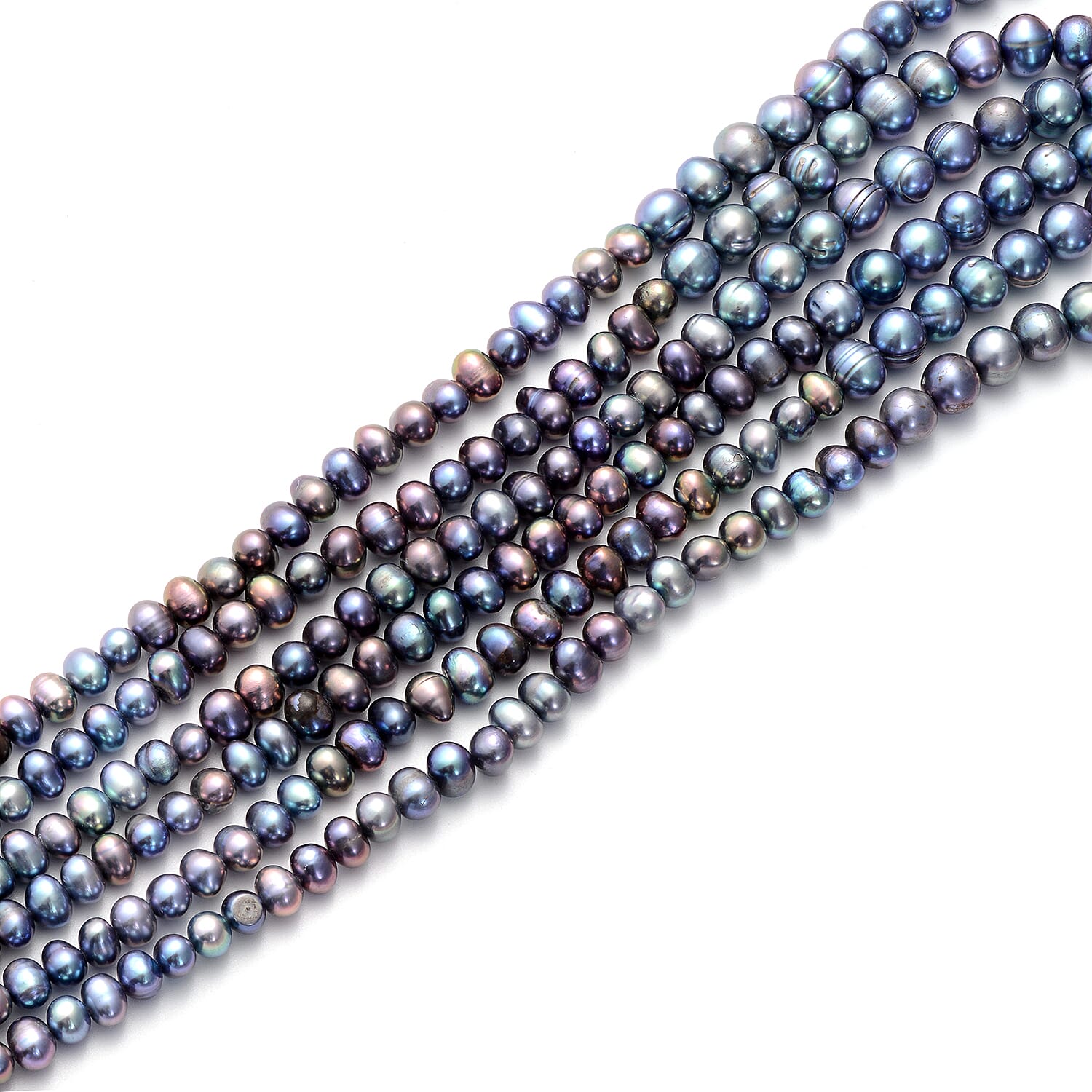 LucyQ Pearl Splash Collection - Freshwater Peacock Edwardian Pearl Statement Necklace (Size 24) in Yellow Gold Overlay Sterling Silver