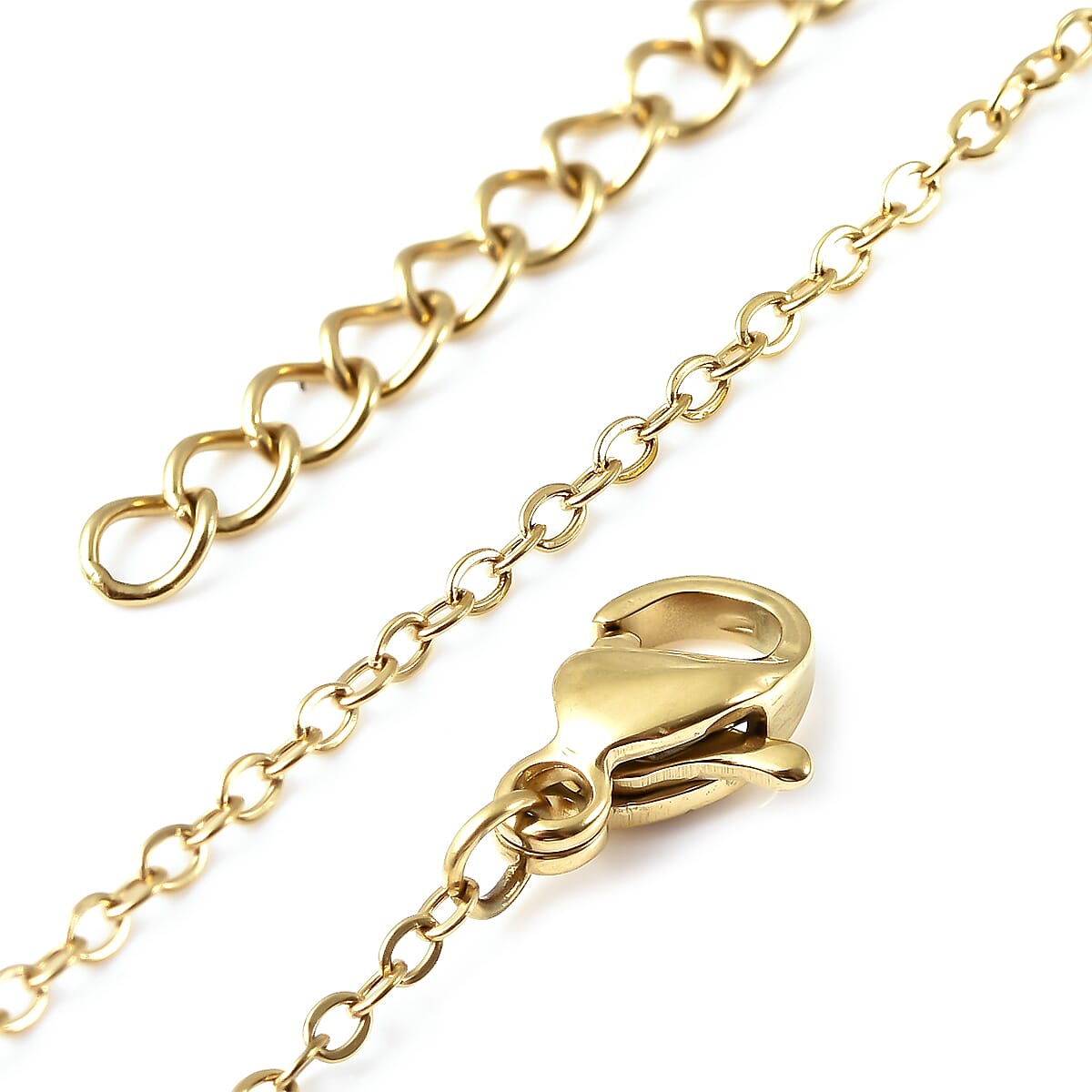 White Mother Of Pearl Cat Necklace (Size - 15.50) in Stainless Steel