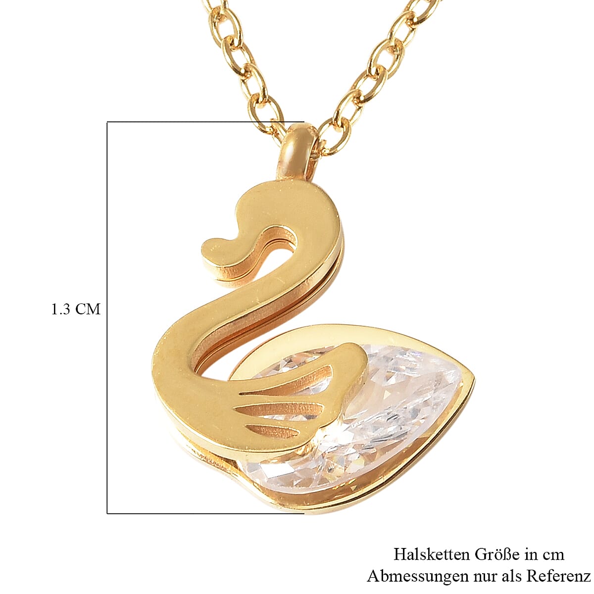 White Austrian Crystal Duck Necklace (Size - 15.50) in Stainless Steel