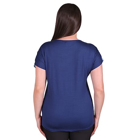 TAMSY Sahara Pattern Low Sleeves Blouse (Size S,8-10) - Blue Colour