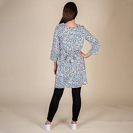 TAMSY 100% Viscose Heart Pattern Plum Top(Size L,16-18) - White & Multi