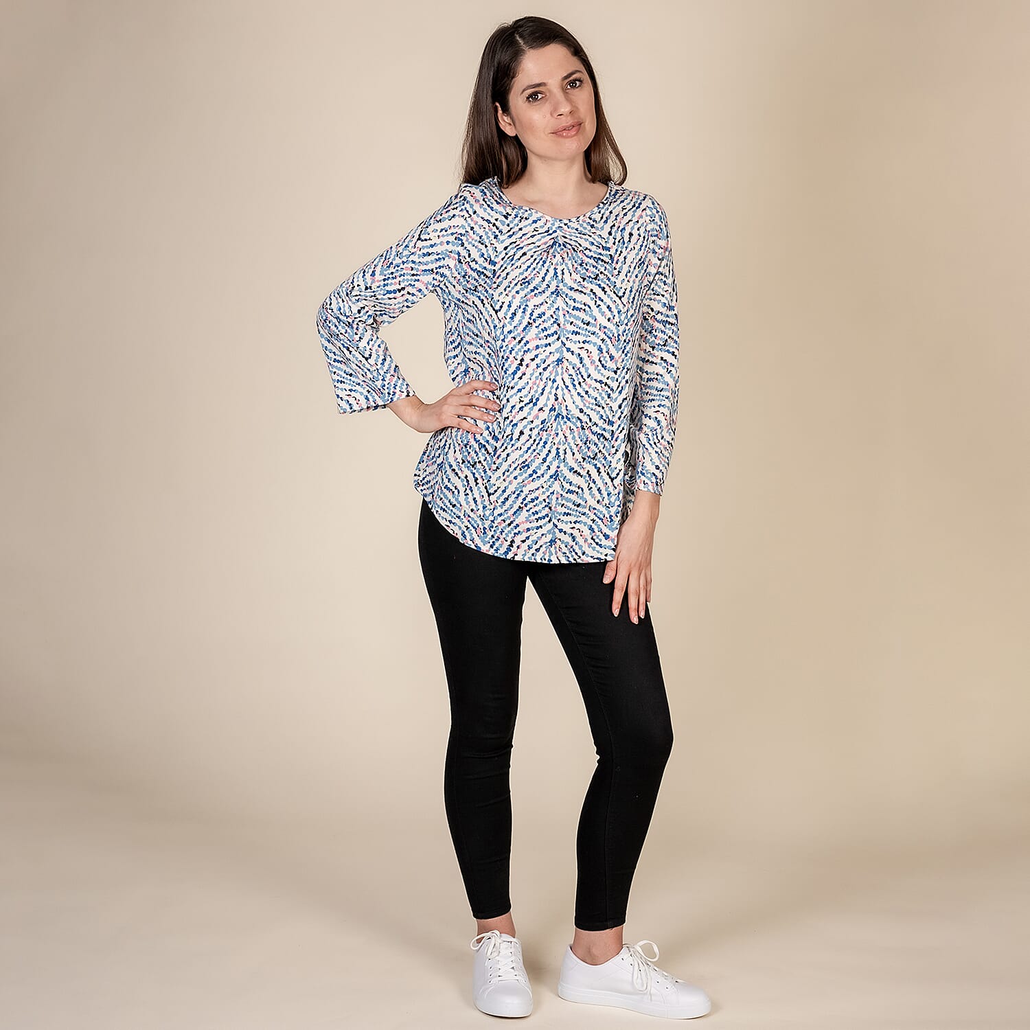 TAMSY 100% Viscose Multi Heart Pattern Top (Size S,8-10) - Multi