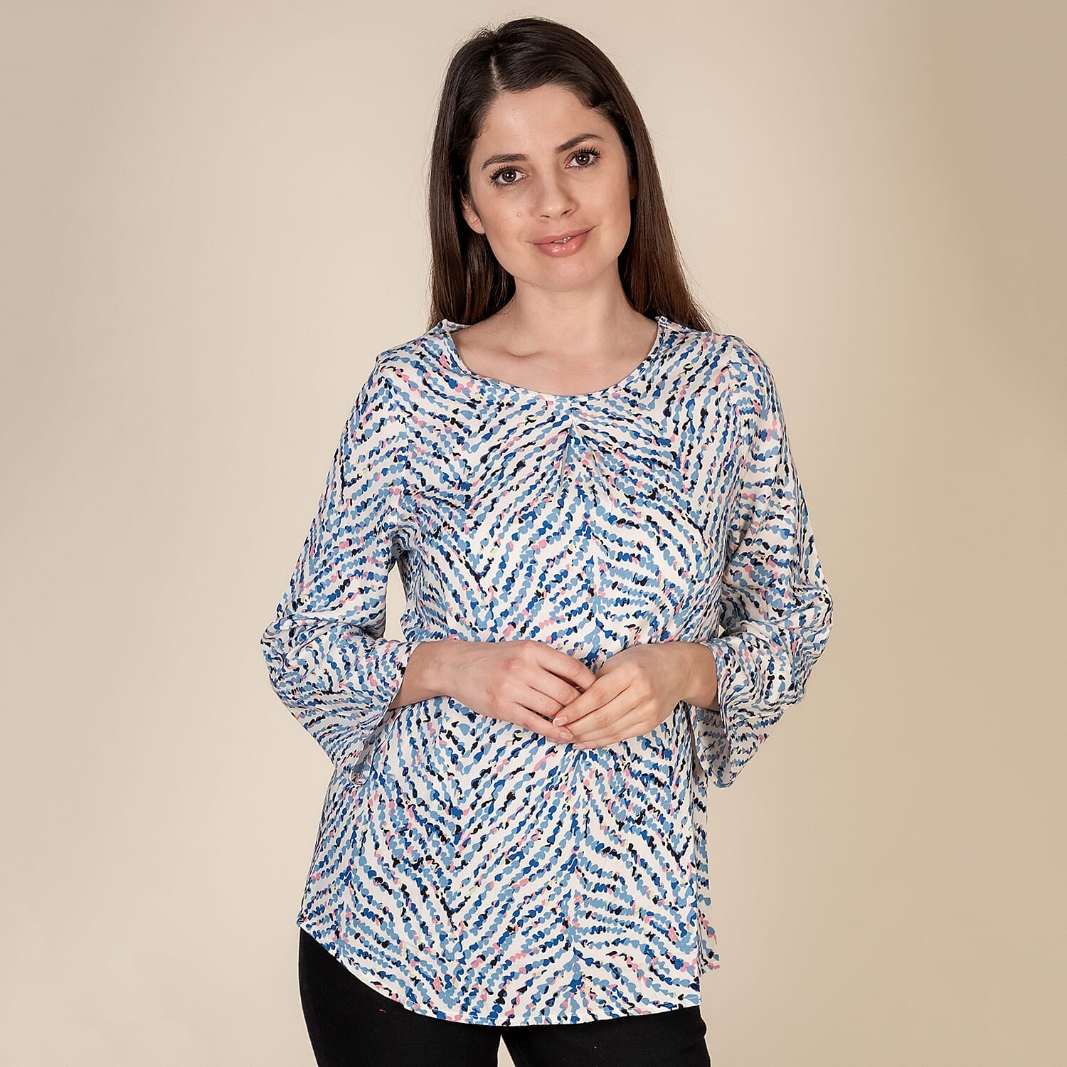 TAMSY 100% Viscose Multi Heart Pattern Top (Size S,8-10) - Multi