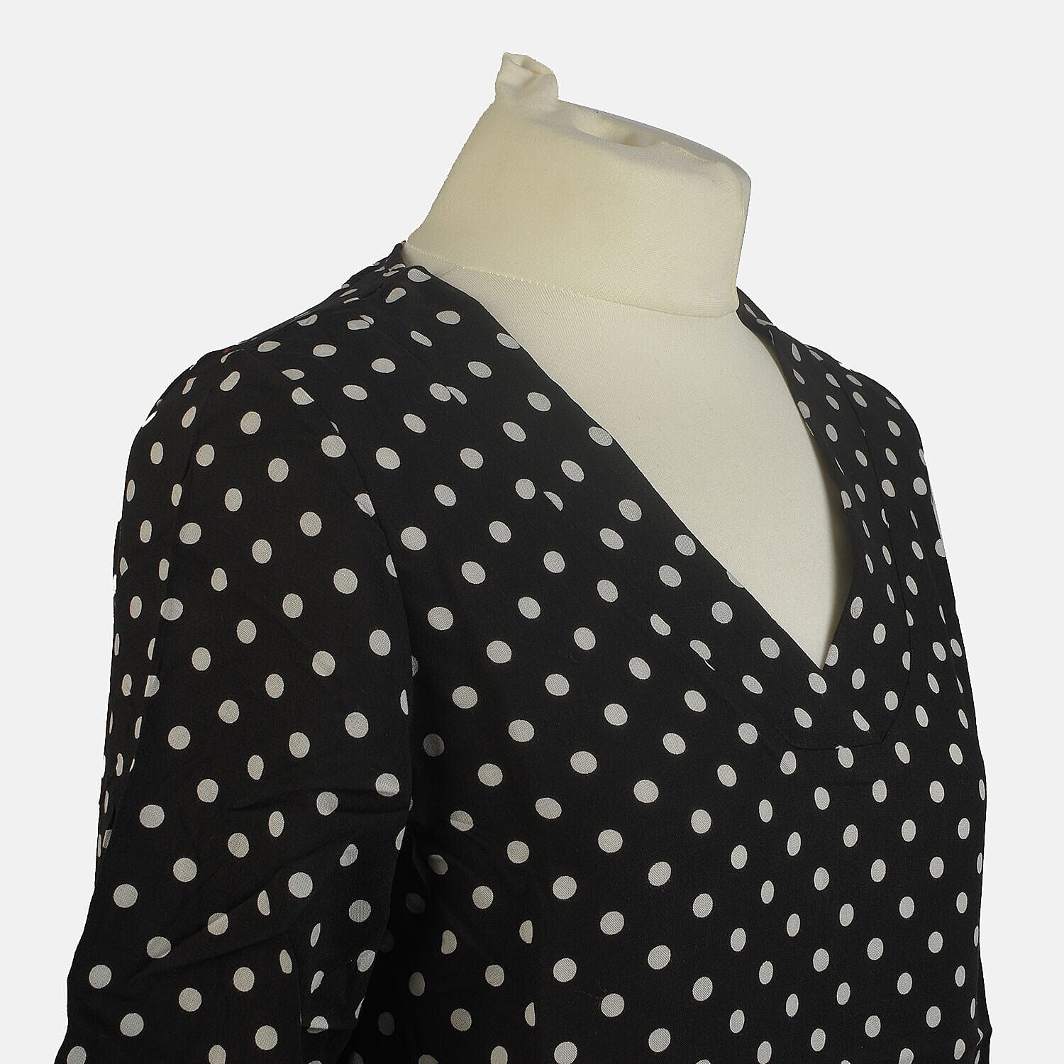 TAMSY Polka Dots 100% Viscose Top (Size L,16-18) - Black