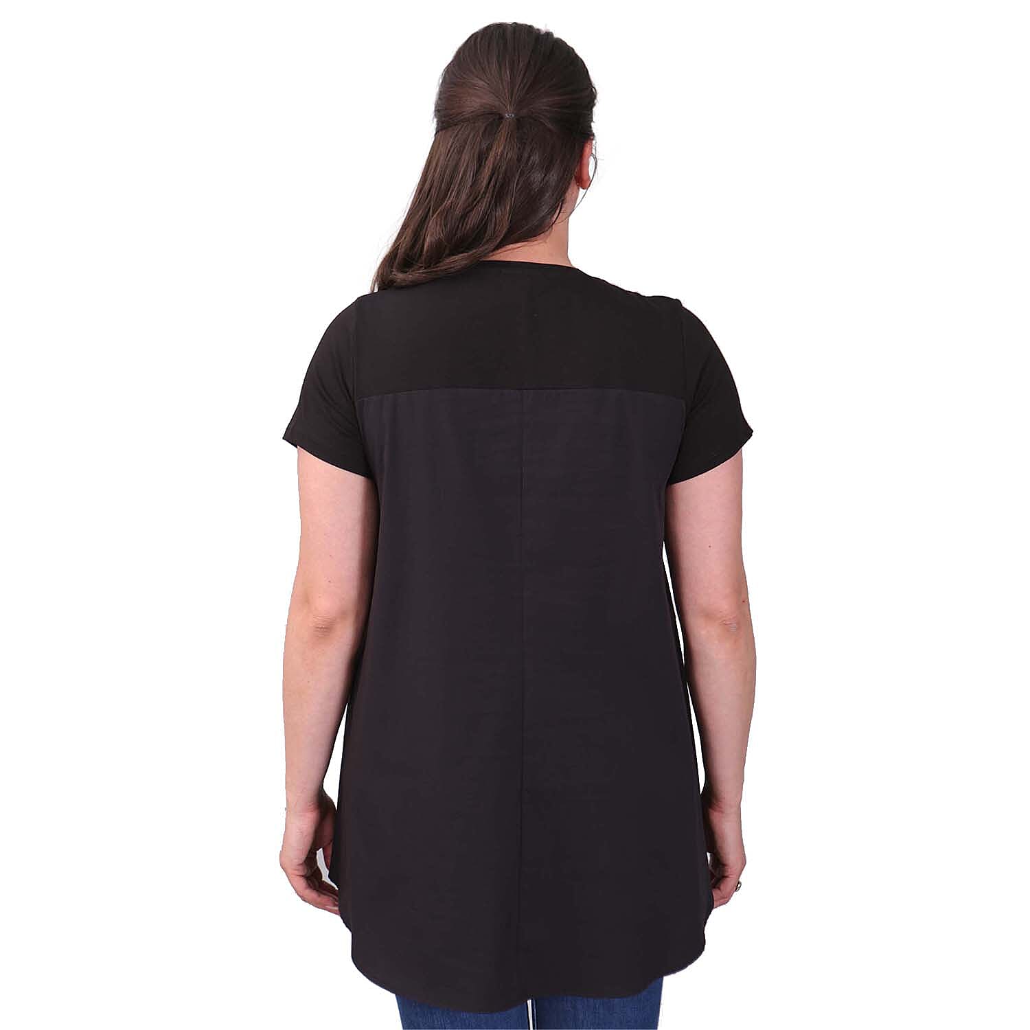 TAMSY Poplin Tunic Blouse (Size XXL,24-26) - Black