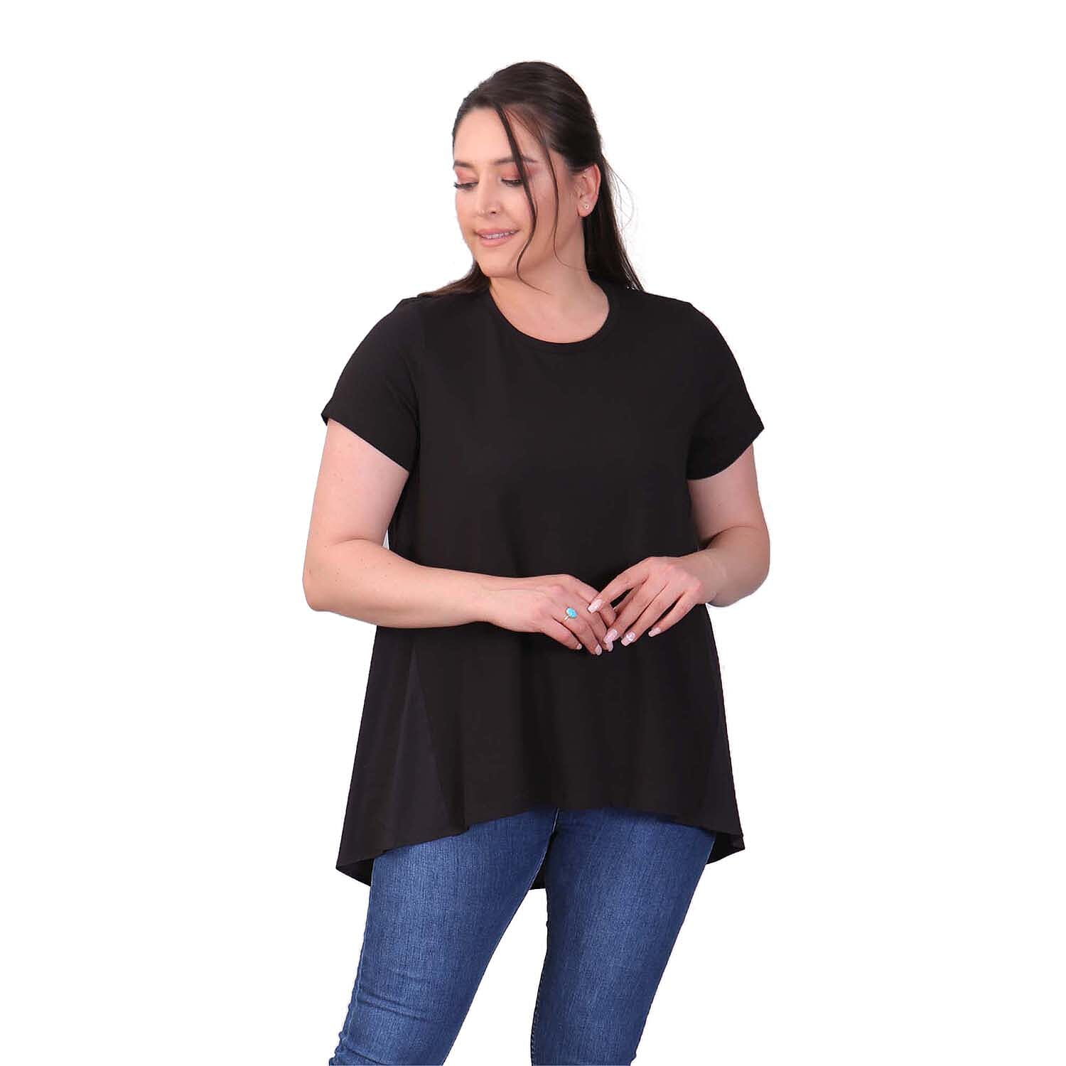 TAMSY Poplin Tunic Blouse (Size XXL,24-26) - Black