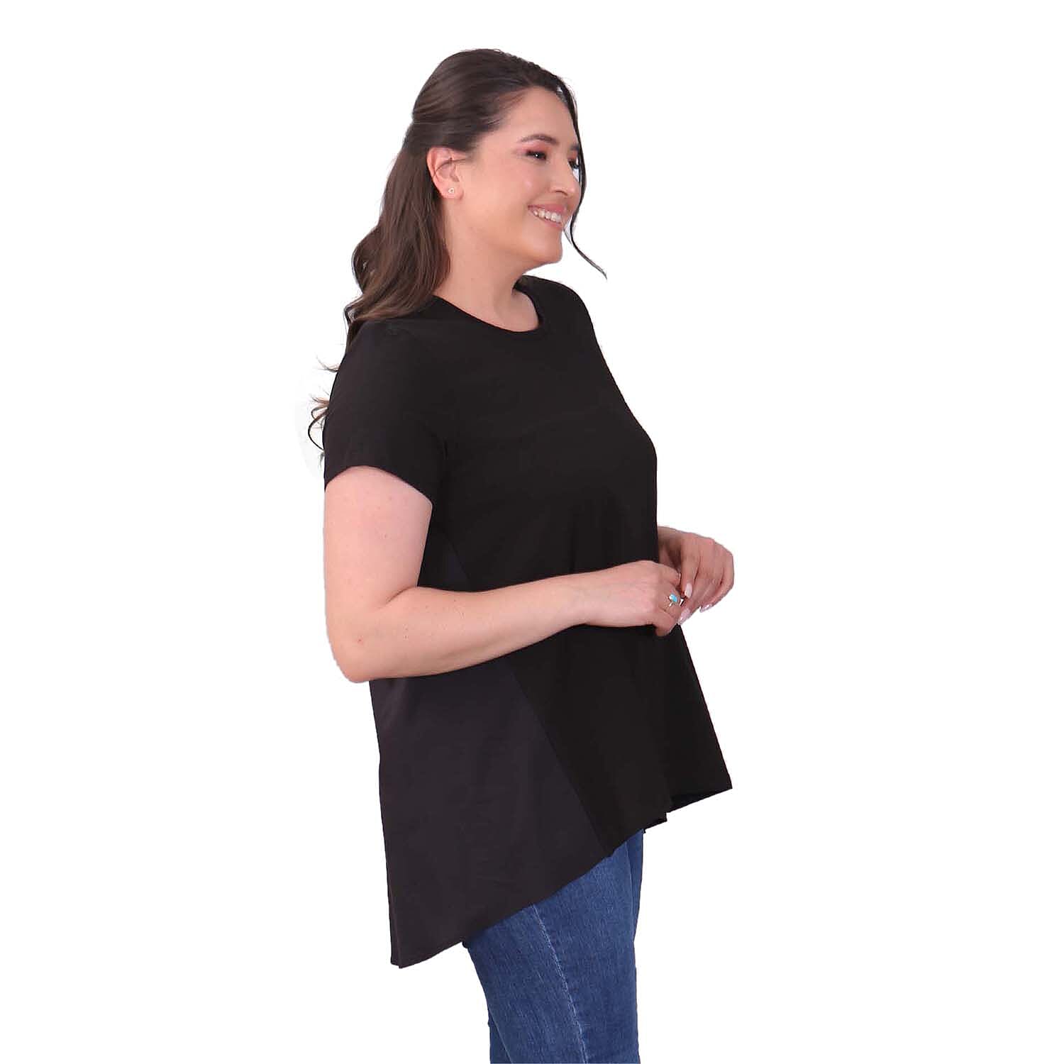 TAMSY Poplin Tunic Blouse (Size XXL,24-26) - Black