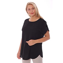 TAMSY Buttoned Womens Top (Size S,8-10) - Black