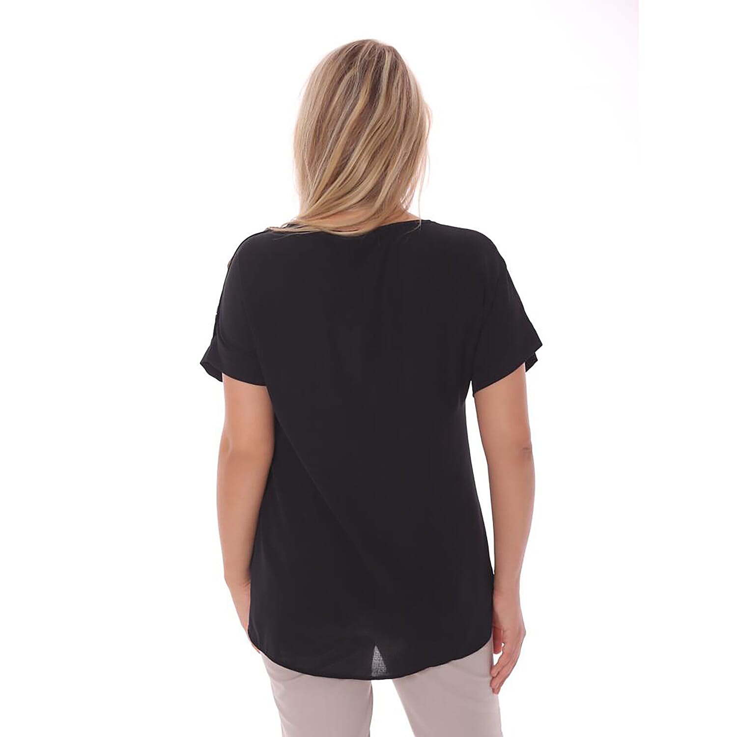 TAMSY Buttoned Womens Top (Size S,8-10) - Black