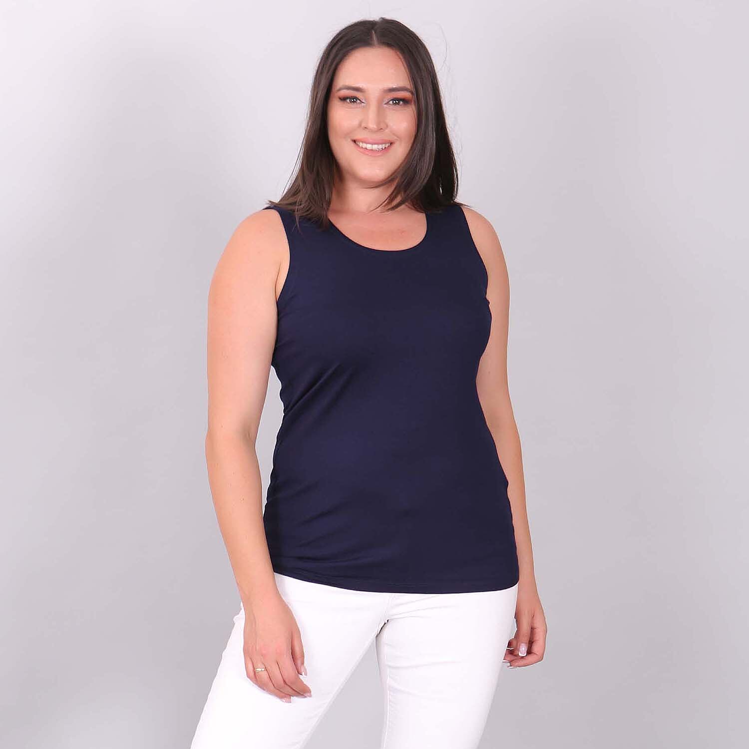 TAMSY Sleeveless Womens Top (95% Viscose, 5% Elestane) (Size S,8-10) - Navy