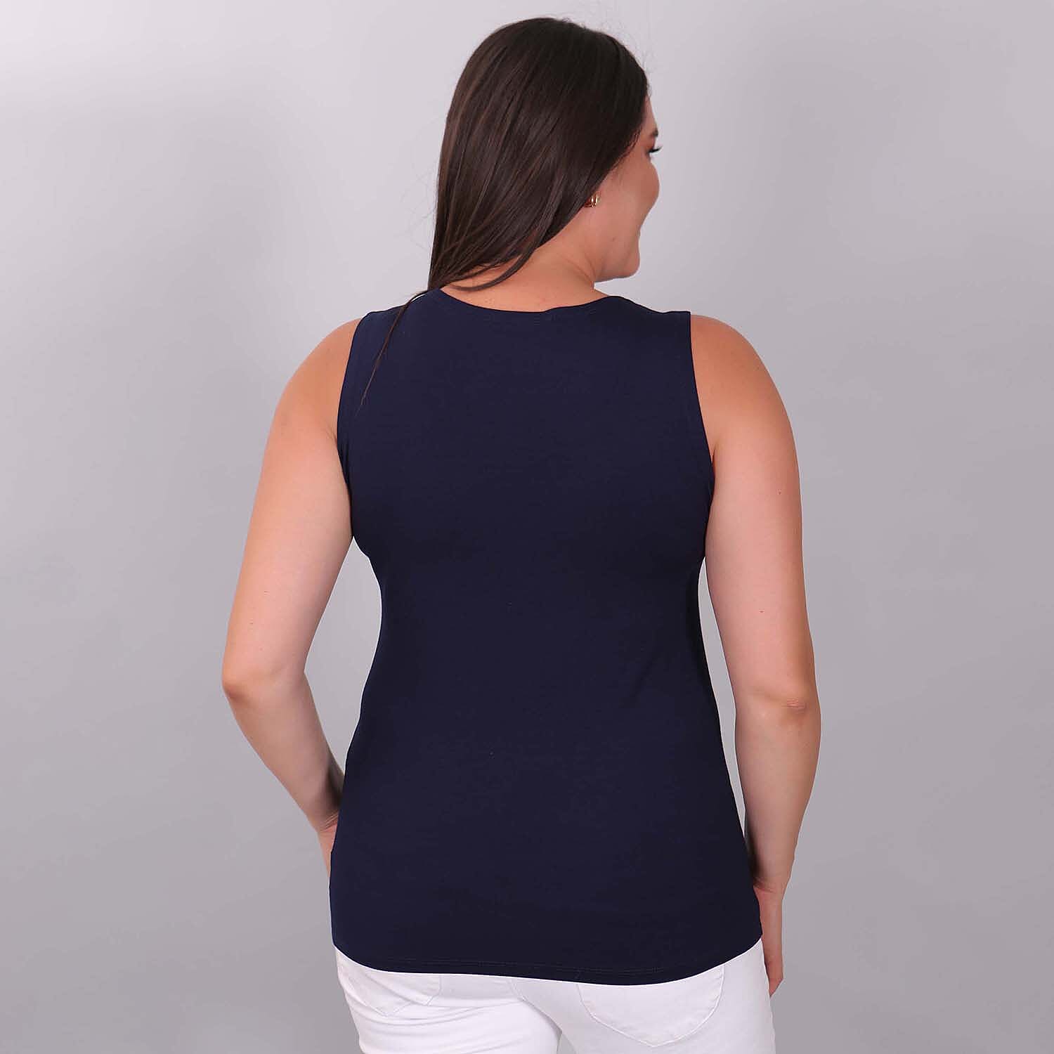 TAMSY Sleeveless Womens Top (95% Viscose, 5% Elestane) (Size S,8-10) - Navy