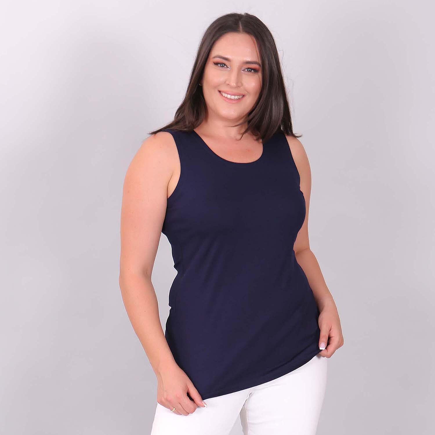 TAMSY Sleeveless Womens Top (95% Viscose, 5% Elestane) (Size S,8-10) - Navy