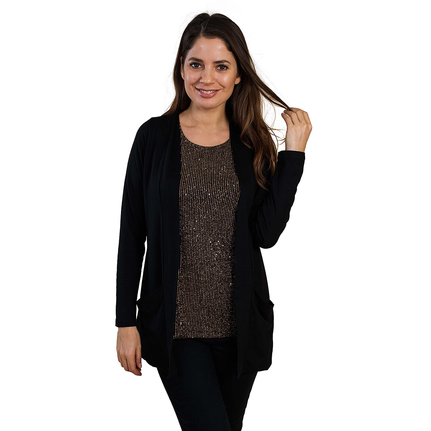 TAMSY Embellished Sleeveless Top - Black and Silver