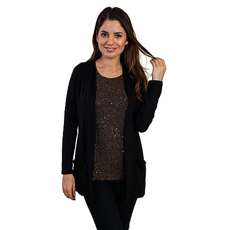 TAMSY Embellished Sleeveless Top (Size L) - Black & Golden