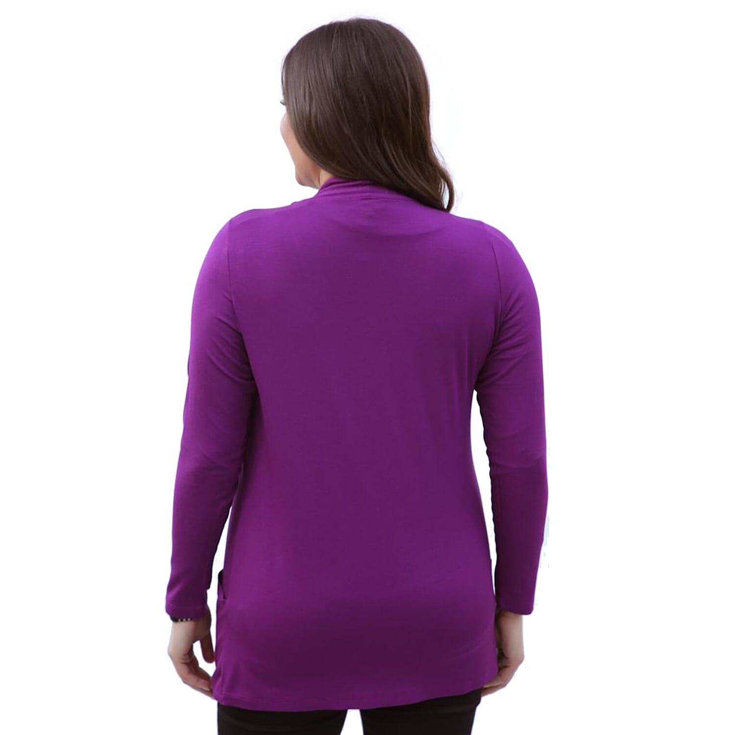 TAMSY Jersey Cardigan with Pockets (Size 14) - Purple