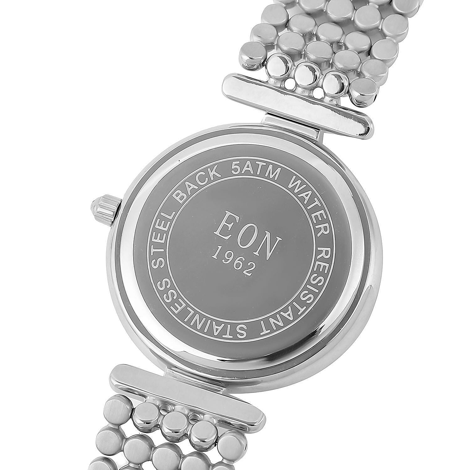 EON 1962 Swiss Movement 12 Champagne Studded 5 ATM Water Resistant Watch in Silver Tone EON 1962 Swiss Movement 12 Champagne Studded 5 ATM Water Resistant Watch in Silver Tone