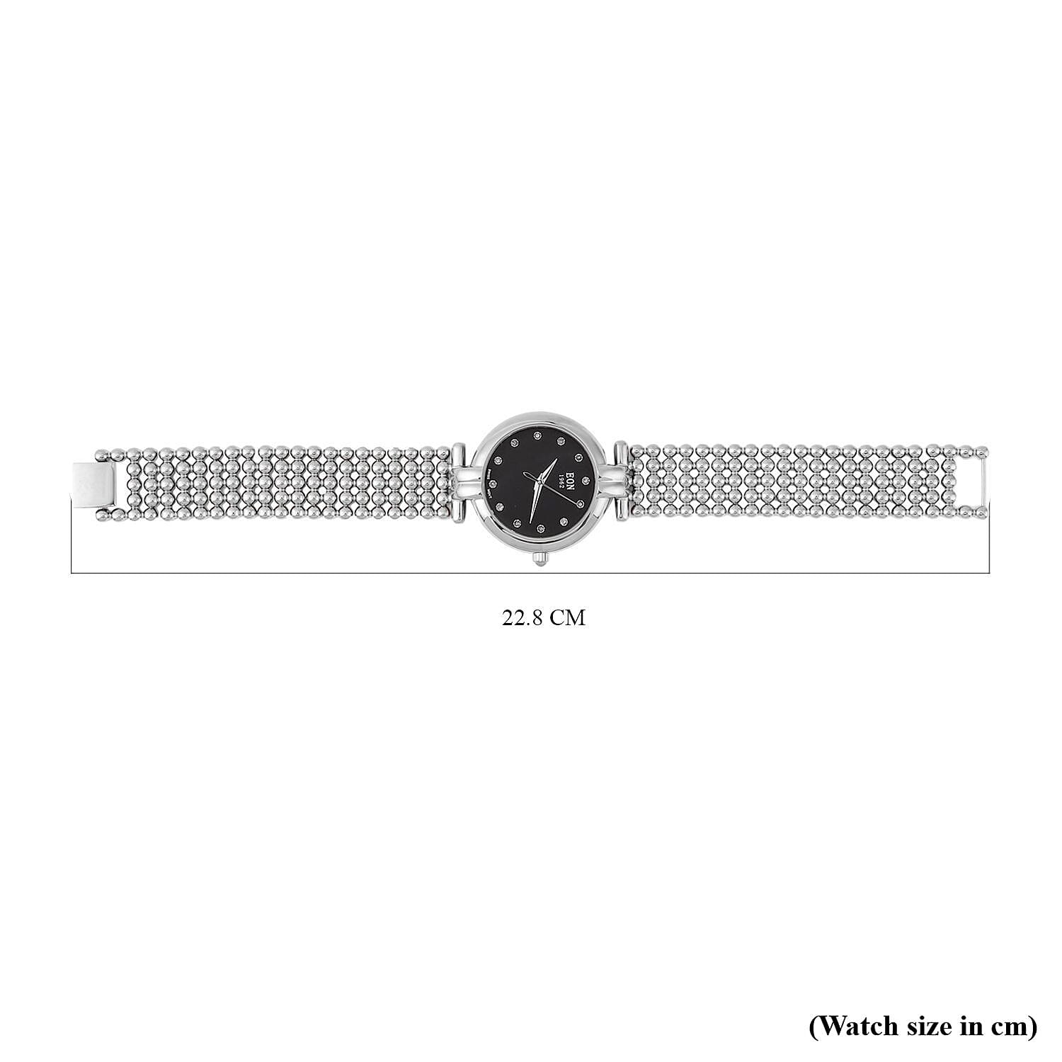 EON 1962 Swiss Movement 12 Champagne Studded 5 ATM Water Resistant Watch in Silver Tone EON 1962 Swiss Movement 12 Champagne Studded 5 ATM Water Resistant Watch in Silver Tone