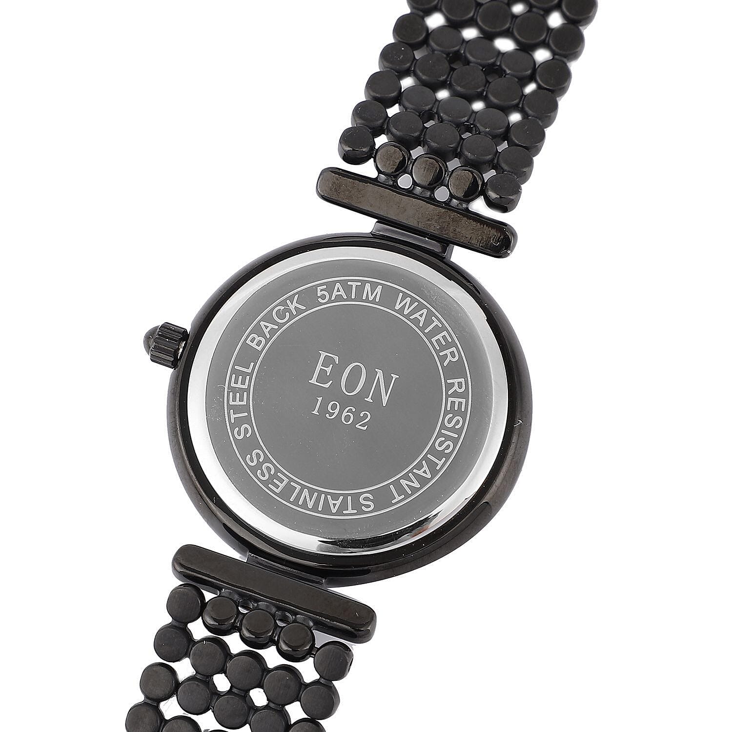 EON 1962 Swiss Movement 12 Champagne Diamonds 5ATM Water Resistant Timepiece - Black