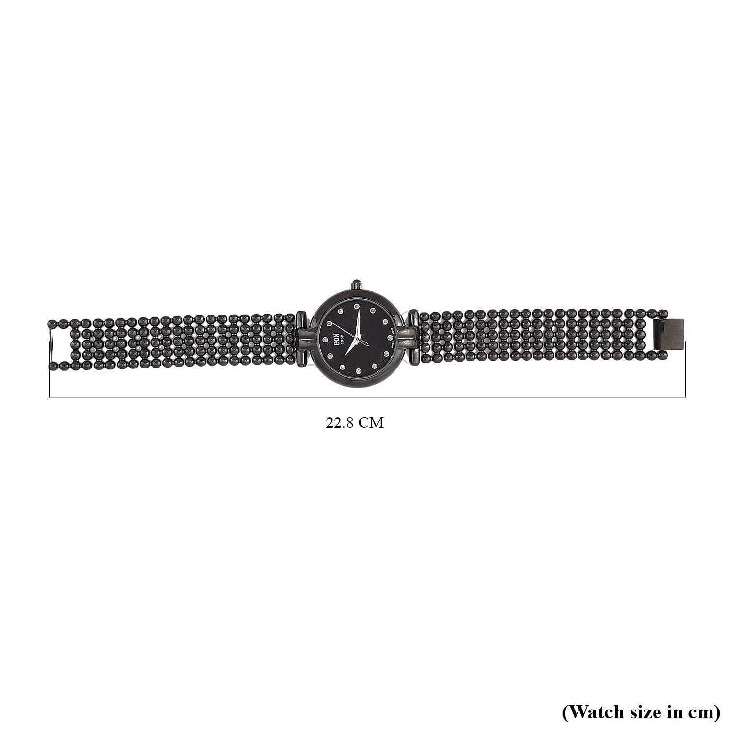 EON 1962 Swiss Movement 12 Champagne Diamonds 5ATM Water Resistant Timepiece - Black