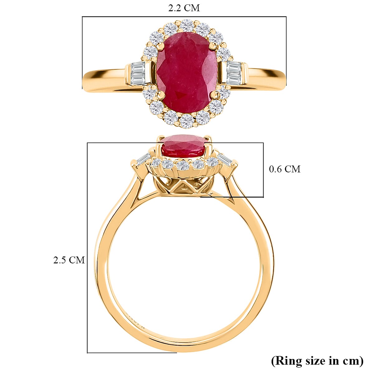 ILIANA 18K Yellow Gold AAA Ruby & Diamond (SI-G-H) Ring 1.85 Ct.