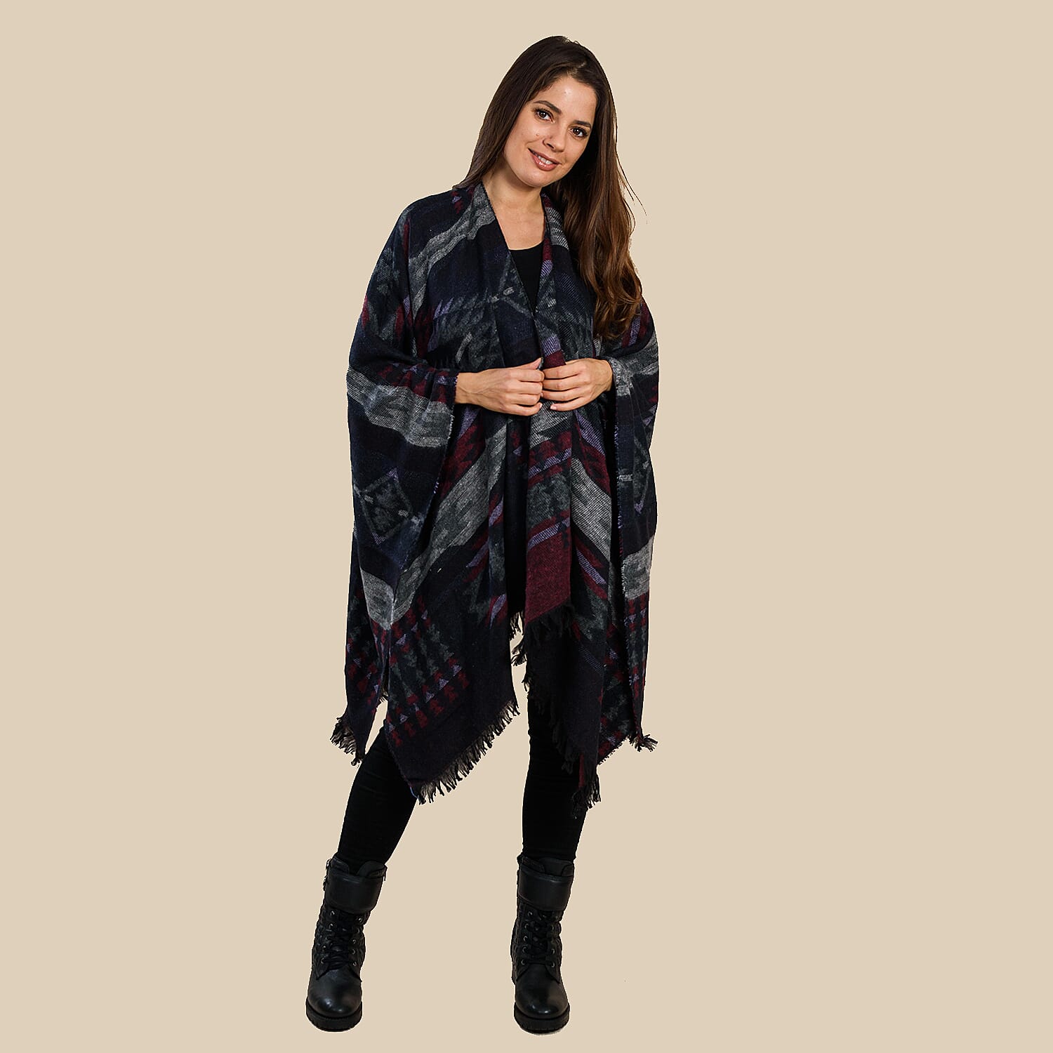 Turkish Design Jacquard Wrap (Size 160x140 Cm) - Blue