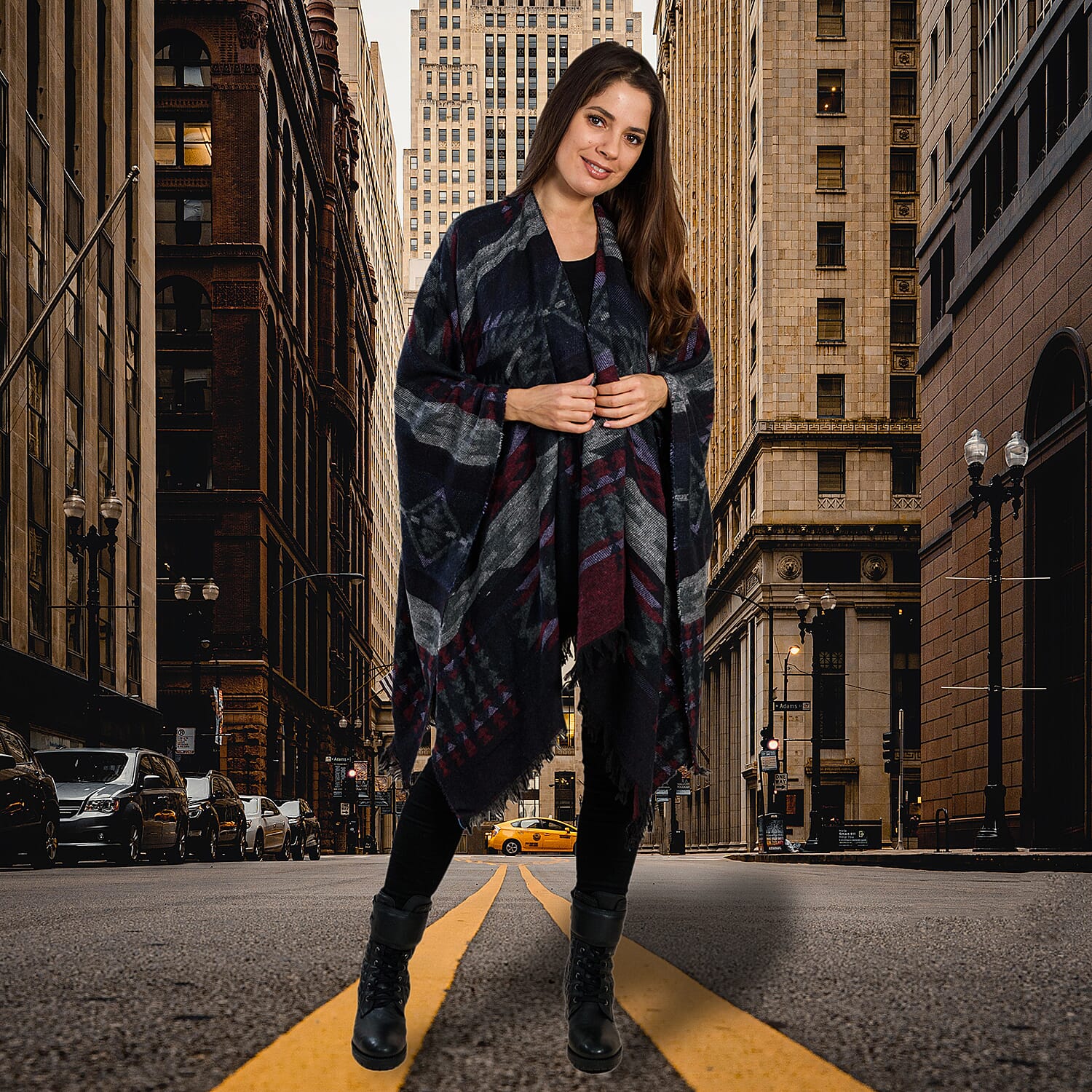 Turkish Design Jacquard Wrap (Size 160x140 Cm) - Blue