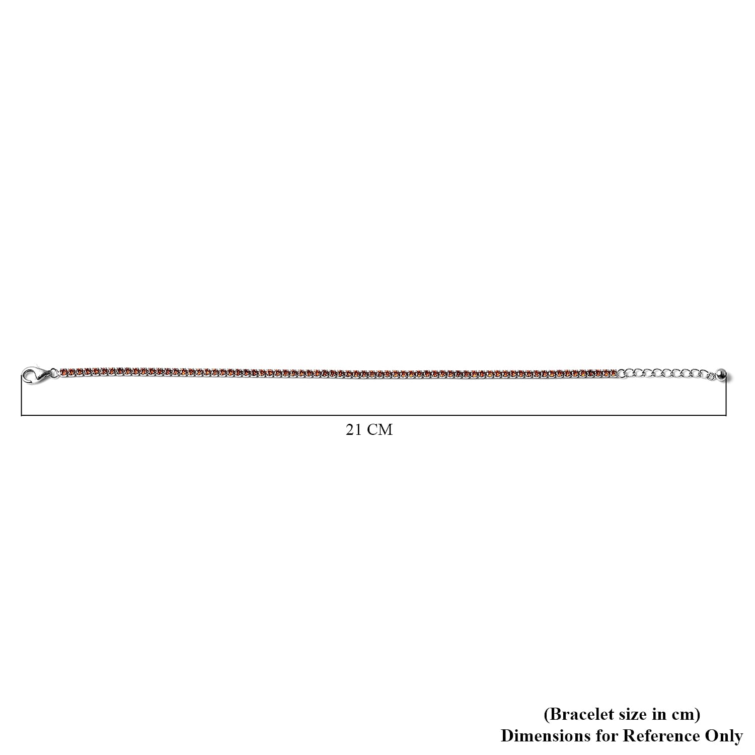 ELANZA Simulated Mozambique Garnet Bracelet (Size 7 with 1.5 inch Extender) in Rhodium Overlay Sterling Silver