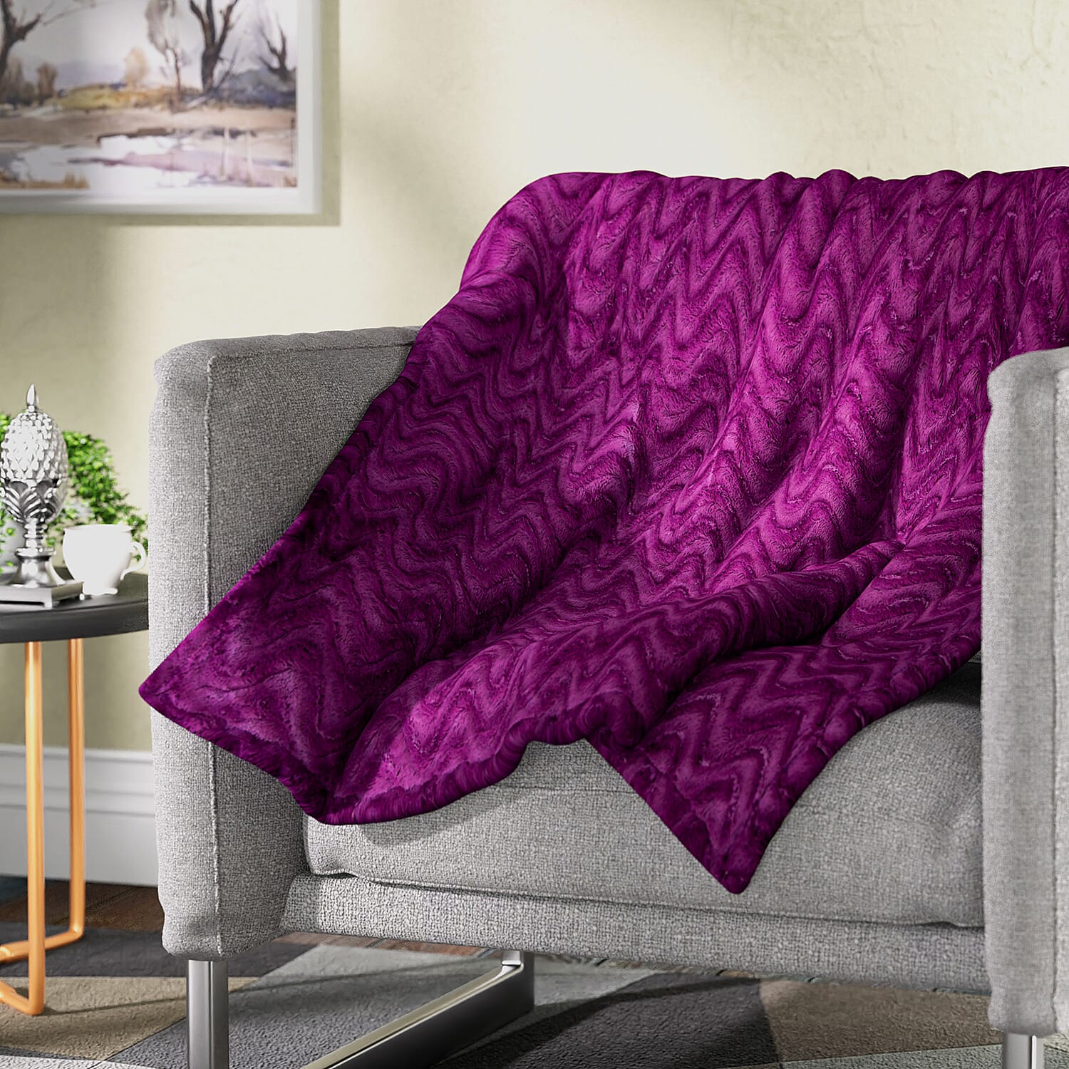 Soft Sherpa Blanket (Size 152x127Cm) - Purple