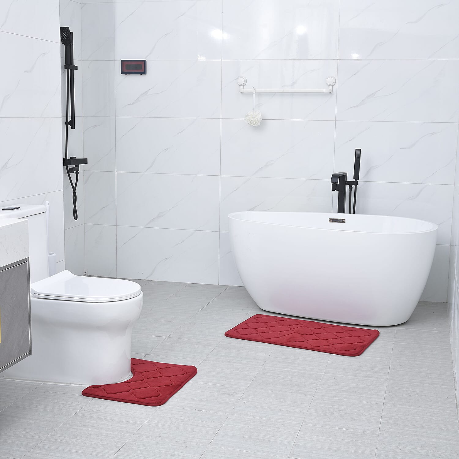 Set of 2 Embossed Flannel Mat - Red