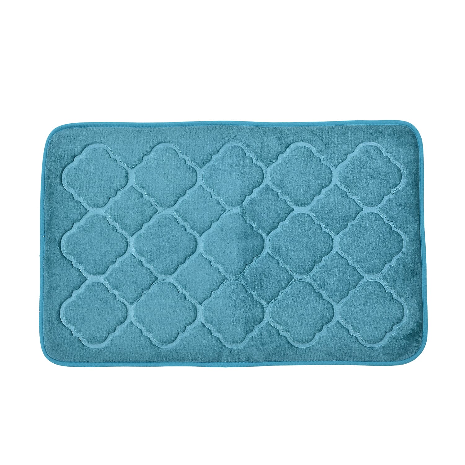 Set of 2 - Embossed Flannel Mat (Size 80x50 Cm, 50x40 Cm) - Teal