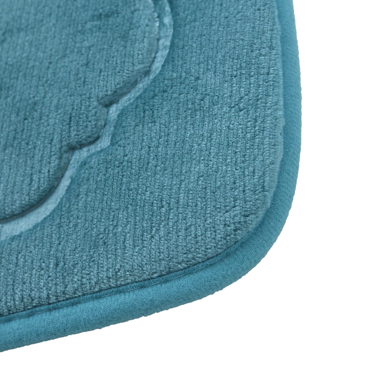 Set of 2 - Embossed Flannel Mat (Size 80x50 Cm, 50x40 Cm) - Teal