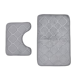 Set of 2 Embossed Flannel Mat - Grey