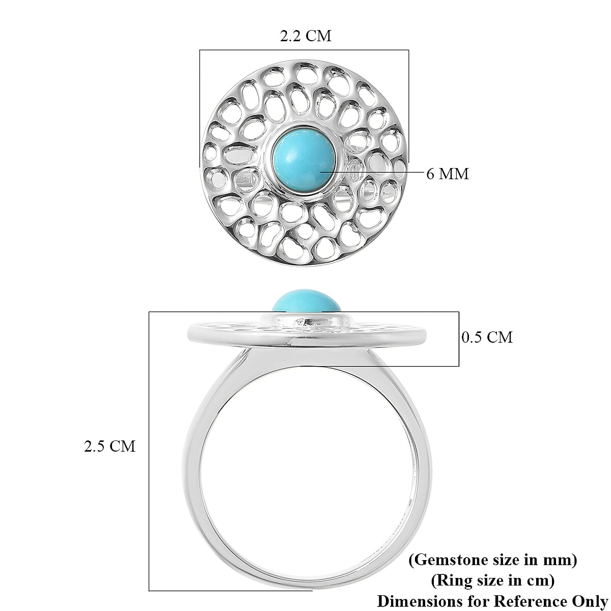 RACHEL GALLEY Arizona Sleeping Beauty Turquoise Ring in Rhodium Overlay Sterling Silver, Silver Wt. 5.70 Gms