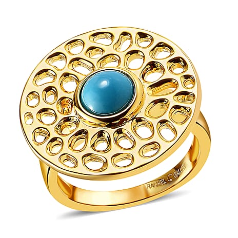 RACHEL GALLEY Arizona Sleeping Beauty Turquoise Ring in 18K Vermeil Yellow Gold Overlay Sterling Silver, Silver Wt. 5.87 Gms