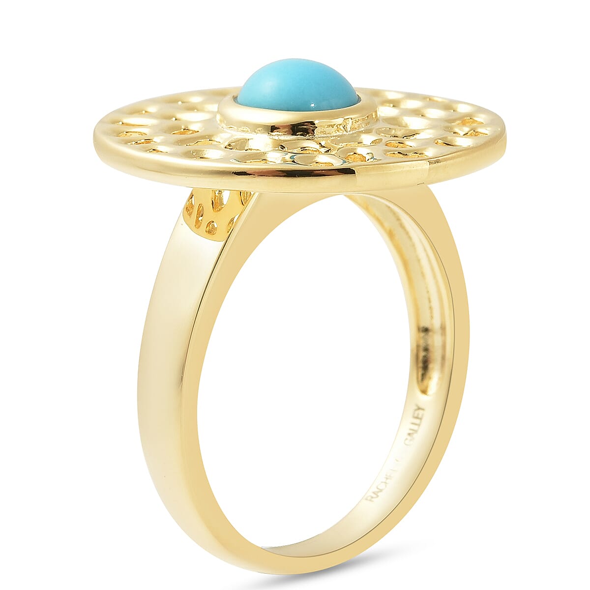 RACHEL GALLEY Arizona Sleeping Beauty Turquoise Ring in 18K Vermeil Yellow Gold Overlay Sterling Silver, Silver Wt. 5.87 Gms
