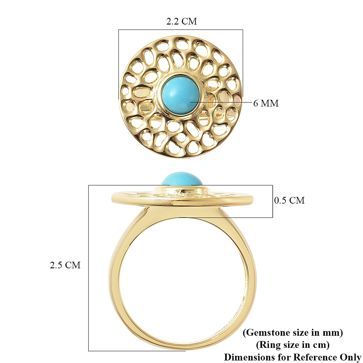 RACHEL GALLEY Arizona Sleeping Beauty Turquoise Ring in 18K Vermeil Yellow Gold Overlay Sterling Silver, Silver Wt. 5.87 Gms