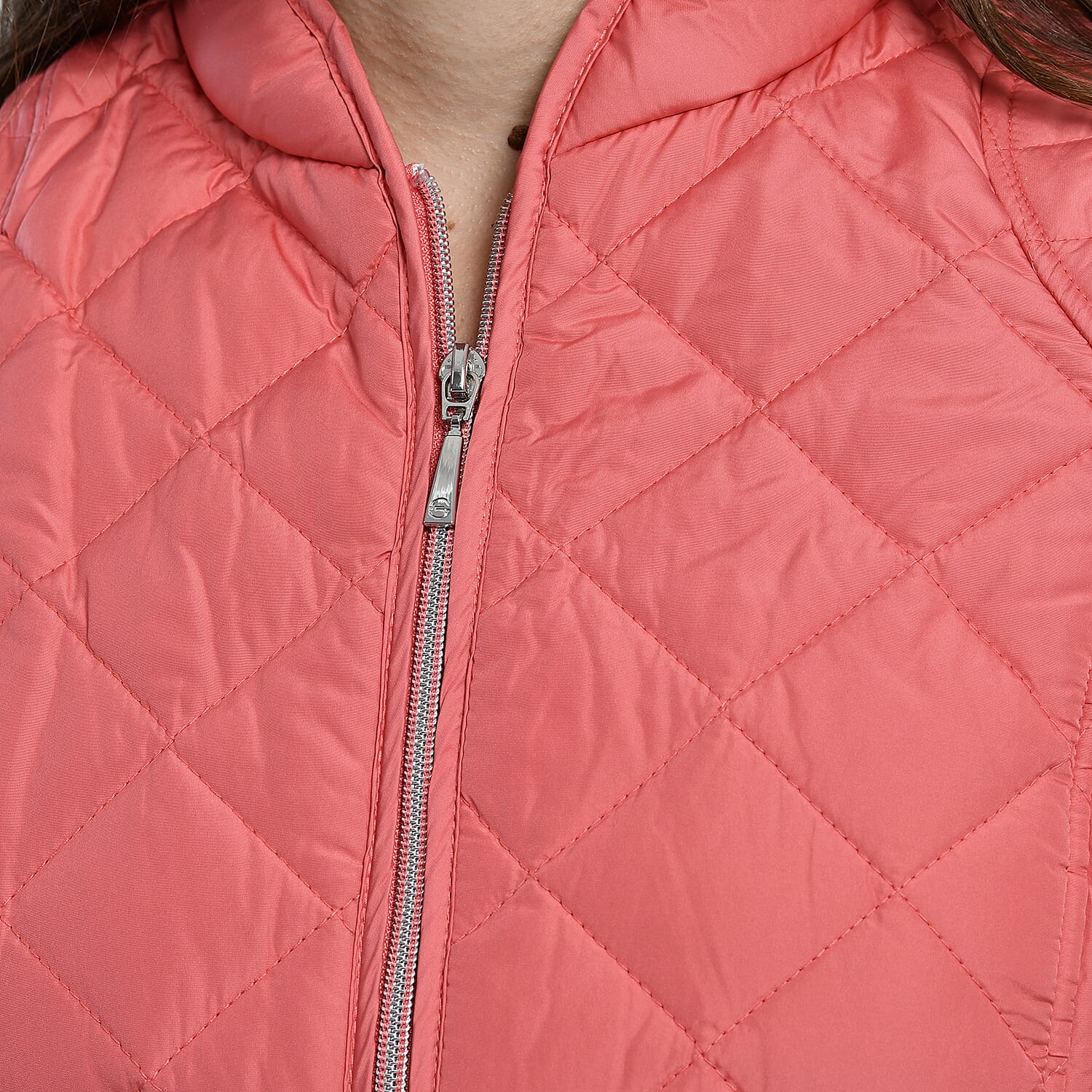 TAMSY Quilted Pattern Padded Jacket - Peach