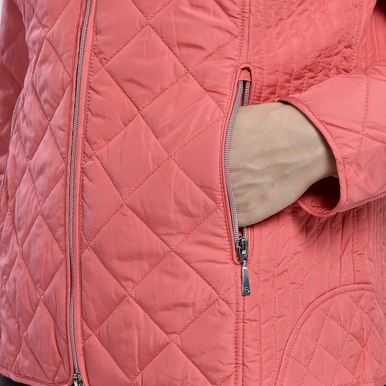 TAMSY Quilted Pattern Padded Jacket - Peach