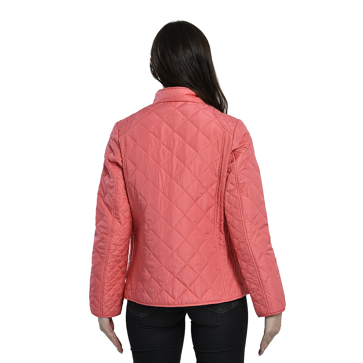 TAMSY Quilted Pattern Padded Jacket (Size 12) - Peach