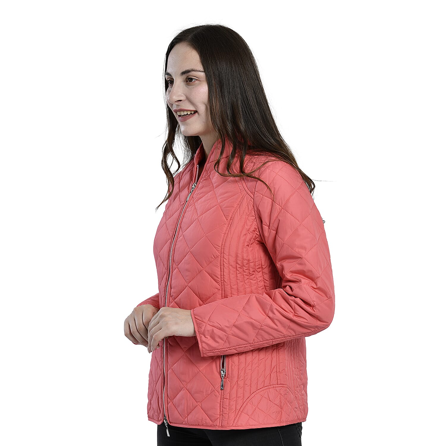 TAMSY Quilted Pattern Padded Jacket (Size 12) - Peach