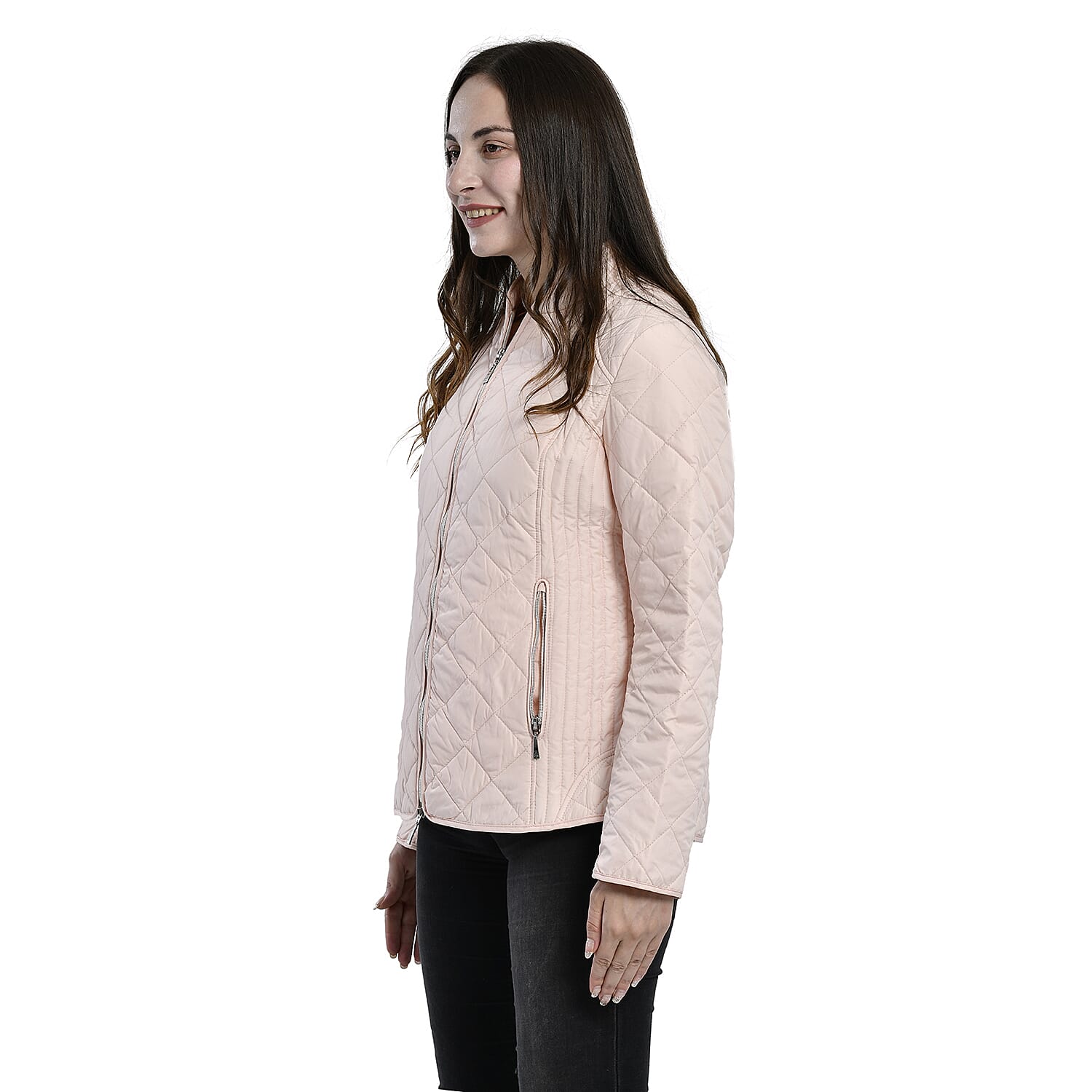 TAMSY Quilted Pattern Padded Jacket - Peach