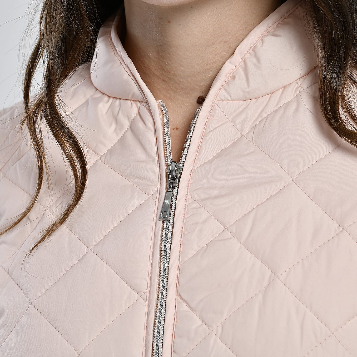 TAMSY Quilted Pattern Padded Jacket - Peach