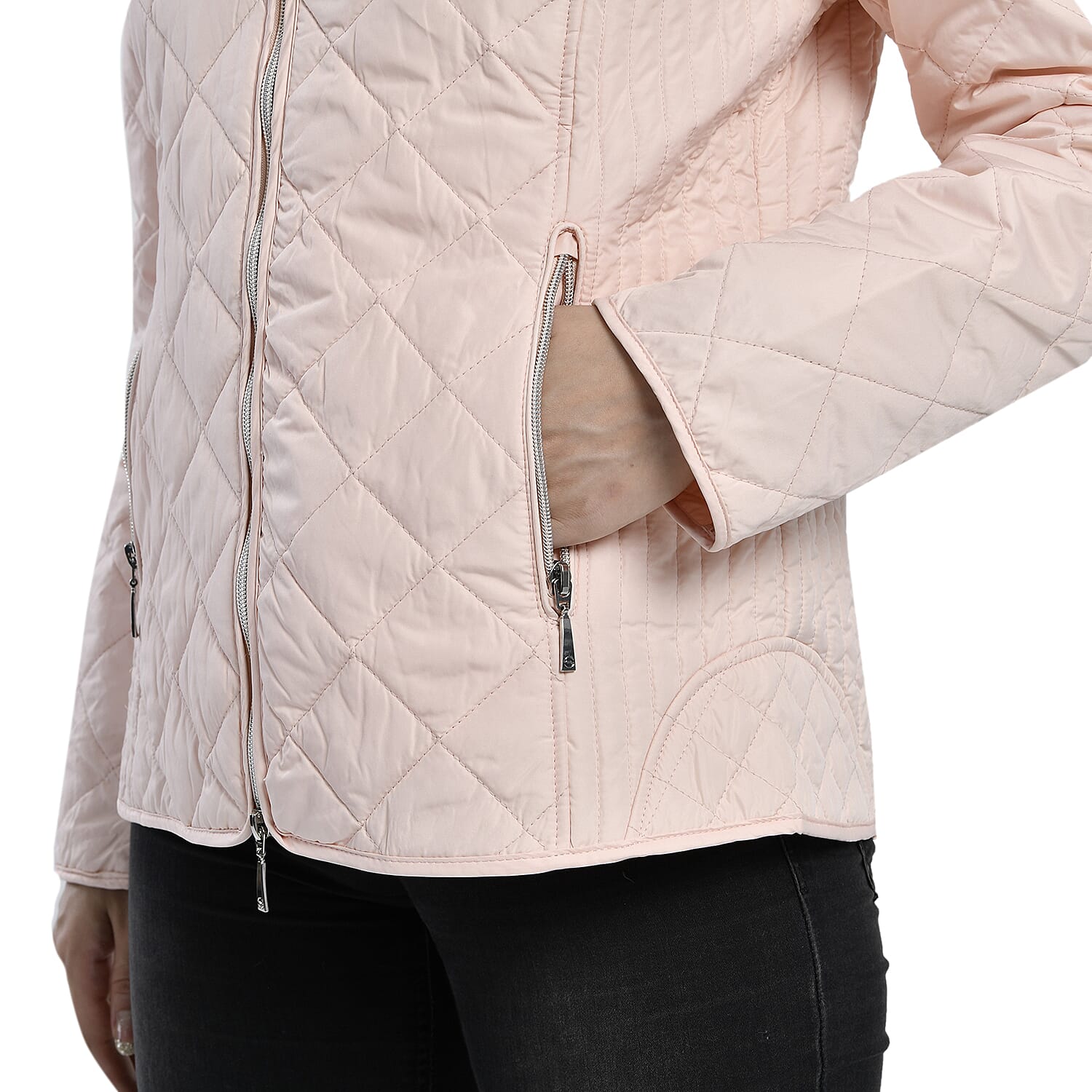 TAMSY Quilted Pattern Padded Jacket - Peach