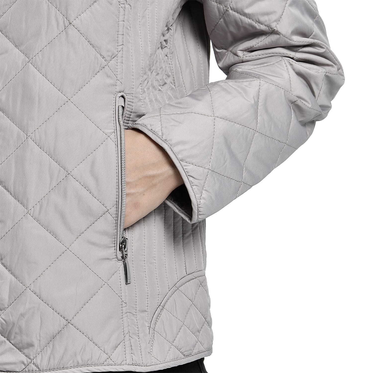 TAMSY Quilted Pattern Padded Jacket - Peach